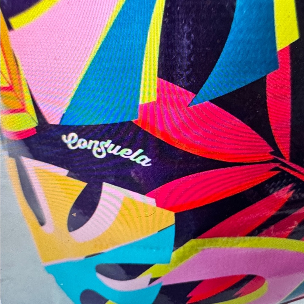 NEW Consuela Jumbo Tote Bag boat palm leaf huge Pattern Yellow Red Blue maya - Picture 10 of 10